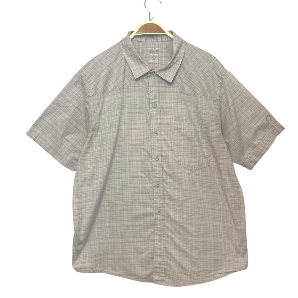 Mountain Hardware Men’s Cotton Gray Micro Plaid Short Sleeve Button Up Shirt